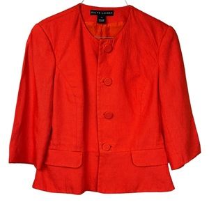 Ralph Lauren black label orange linen blazer, size 10